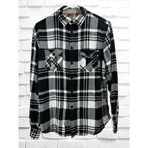Mossimo Supply Co Men’s Medium Black & White Plaid Long Sleeved Button Up Shirt